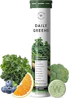 Daily Greens (15 Effervescent Tablets) | Wholefood Multivitamins with Vitamin C, Zinc, B6 for Immunity & Detox with Organic Certified Plant Superfoods & Antioxidants - Pack of 1