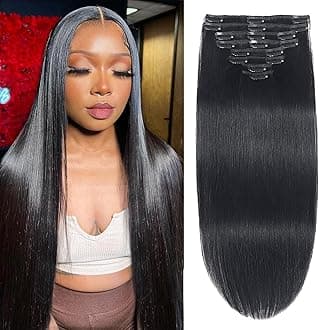 Jet Black Clip in Hair Extensions Real Human Hair Clip in Extensions Remy Human Hair Invisible Natural Straight Seamless 8pcs Double Weft 24 Inch 90g