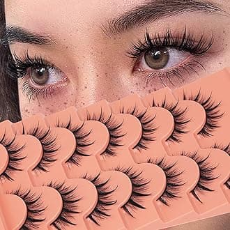 Manga Lashes Natural Look False Eyelashes 3D Spiky Wispy Eyelashes Thai Anime Lashes Asian Volume Fake Eyelashes Cosplay False Lashes 7 Pairs by TOOCHUNAG