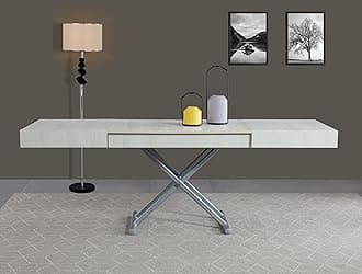 ; Table Lift-top Coffee to Dining Table,Transformable Space-Saving Table, Achille Large Model, Sliding Mechanism with Millimeter Height Adjustment (antique white)