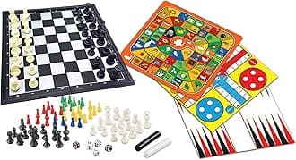 Lexibook, 8-in-1 Game Set, Chess, Backgammon, Chinese Checkers, Nine Men's Morris, Snakes & Ladders, Goose, Ludo Game, JGM800