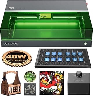 xTool S1 40W Engraving Machine with Honeycomb Working Sheet & Air Assit, Auto Focus, Enclosed Cutter and Engraver Machine for Metal, Leather, Acrylic and Glass, Class I Safety