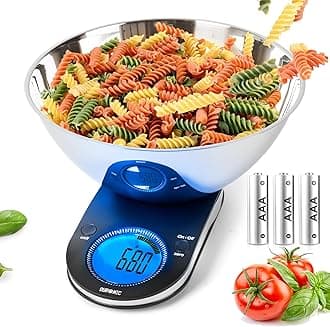 Duronic Digital Kitchen Scale KS5000 Electronic Kitchen Scales with Bowl and Large Display 5kg Capacity Weighing Scales - Ideal Food Measurement, Baking scales, Pet Food, and parcel scales.