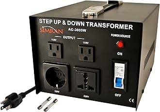 Simran AC-3000 Step Up/Down Voltage Transformer 3000 Watts Power Converter for Conversion Between 110 Volt and 220 Volts, CE Certified