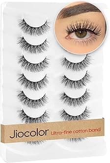 Jiocolor Fake Lashes Natural Look Wispy Fluffy Lashes 3D Faux Mink Lashes False Eye Lashes Reusable 7 Pairs False Eyelashes 13MM