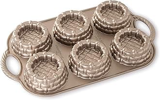54349AMZ Shortcake Baskets Cast Aluminum Cakelet, Six 1/2 Cup, Toffee