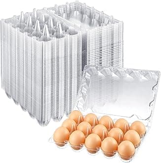 Zubebe 200 Clear Plastic Egg Trays - Bulk Empty Chicken Egg Tray Holds Securely - Clear Blank Egg Cartons for Farm, Market, Home Refrigerator Storage (3 x 5 Grids)