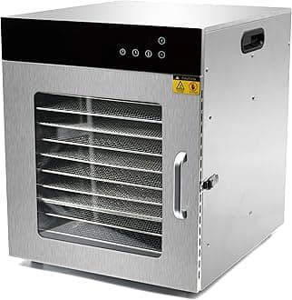 Grace Commercial Food Dehydrator Machine 12 Tray 1000W Digital Adjustable Timer And Temperature Control Dryer for Jerky, Herb, Meat, Beef, Fruit And To Dry Vegetables Stainless Steel