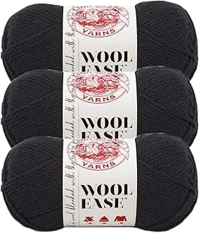 (3 Pack) Lion Brand Yarn Wool-Ease Yarn, Black