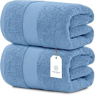 White Classic Luxury Soft Bath Sheet Towels - 650 GSM Cotton Luxury Bath Towels Extra Large 35x70 | Highly Absorbent and Quick Dry | Hotel Quality Extra Large Bath Towels Oversized, Light Blue, 2 Pack