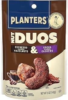 PLANTERS Nut Duos, Flavored Nuts Snack Pack - Cocoa Cashews & Espresso Hazelnuts 5oz