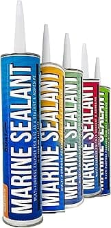 Marine Sealant and Adhesive, Waterproof Marine Grade Caulk, High Temp Water Sealant for Boat, Auto, RV, Without Silicone - 1 Tube, White, 10 oz