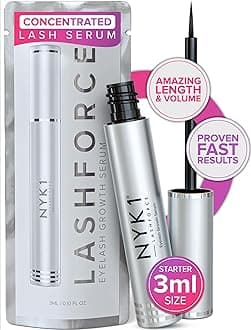 NYK1 CONCENTRATED Lash Serum For Eyelash Growth (3ml) LashForce Eyelash Serum To Grow Lashes Longer And Thicker - Lash Growth Serums For Easy Application And Long Lasting Results For Fuller Eyelashes
