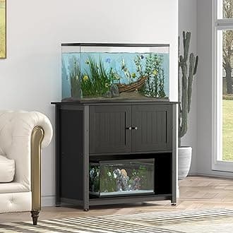 Tatub 40-50 Gallon Fish Tank Stand with Cabinet, Metal Aquarium Stand for Accessories Storage, Reptile Tank Turtle Terrariums Table Bearable 1000LBS, Accommodates 2 Aquariums, Black