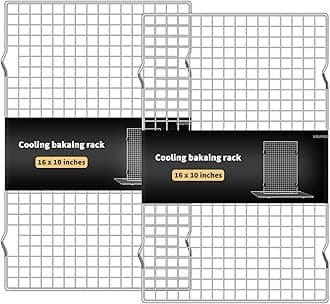 UOUYOO Cooling Rack for Baking, Set of 2 Stainless Steel, 16x10 Inches Baking Rack Oven Safe Grid Wire Racks for Roasting, Grilling, and Drying, Oven Safe and Dishwasher Friendly