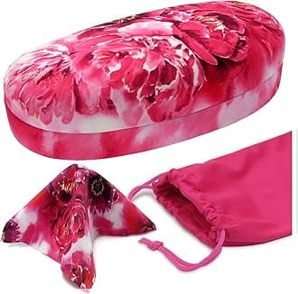 MyEyeglassCase Hard Sunglasses case - Women Glasses Case Holder - Large Durable Eyeglass Case Hard Shell with Pouch & Cloth