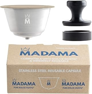 Madama - Refillable and Reusable Capsule Compatible with Dolce Gusto. Stainless Steel and Food-Grade Silicone. Pack of 1 pod