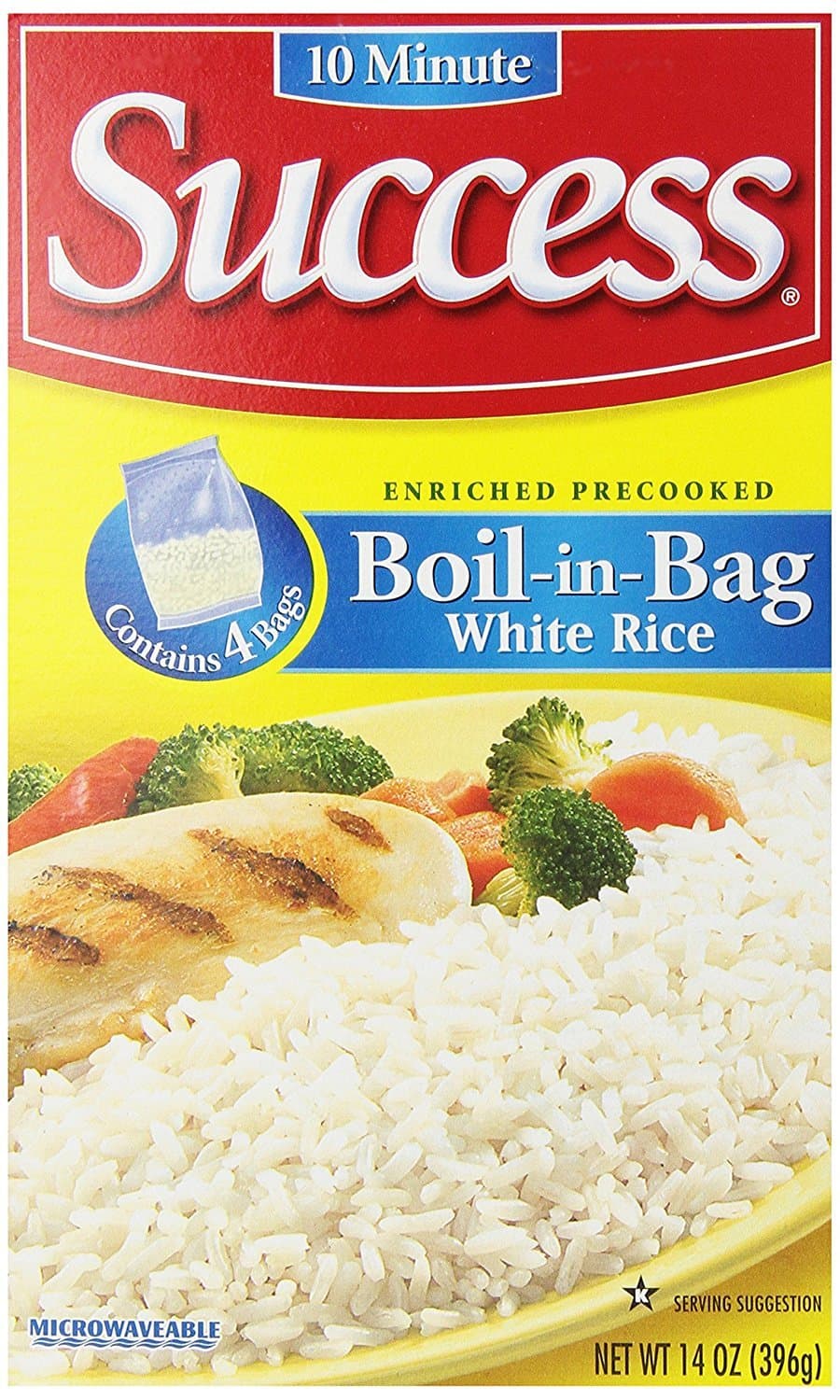 Boil-in-Bag Rice, White Rice, Quick and Easy Rice Meals, 14-Ounce Box