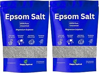 Epsom Salt for Foot and Bath | For Pain Relief, Muscle ache & Relaxation | 100% Pure, Unscented - Pack of 2 * 900 (1800 Grams)