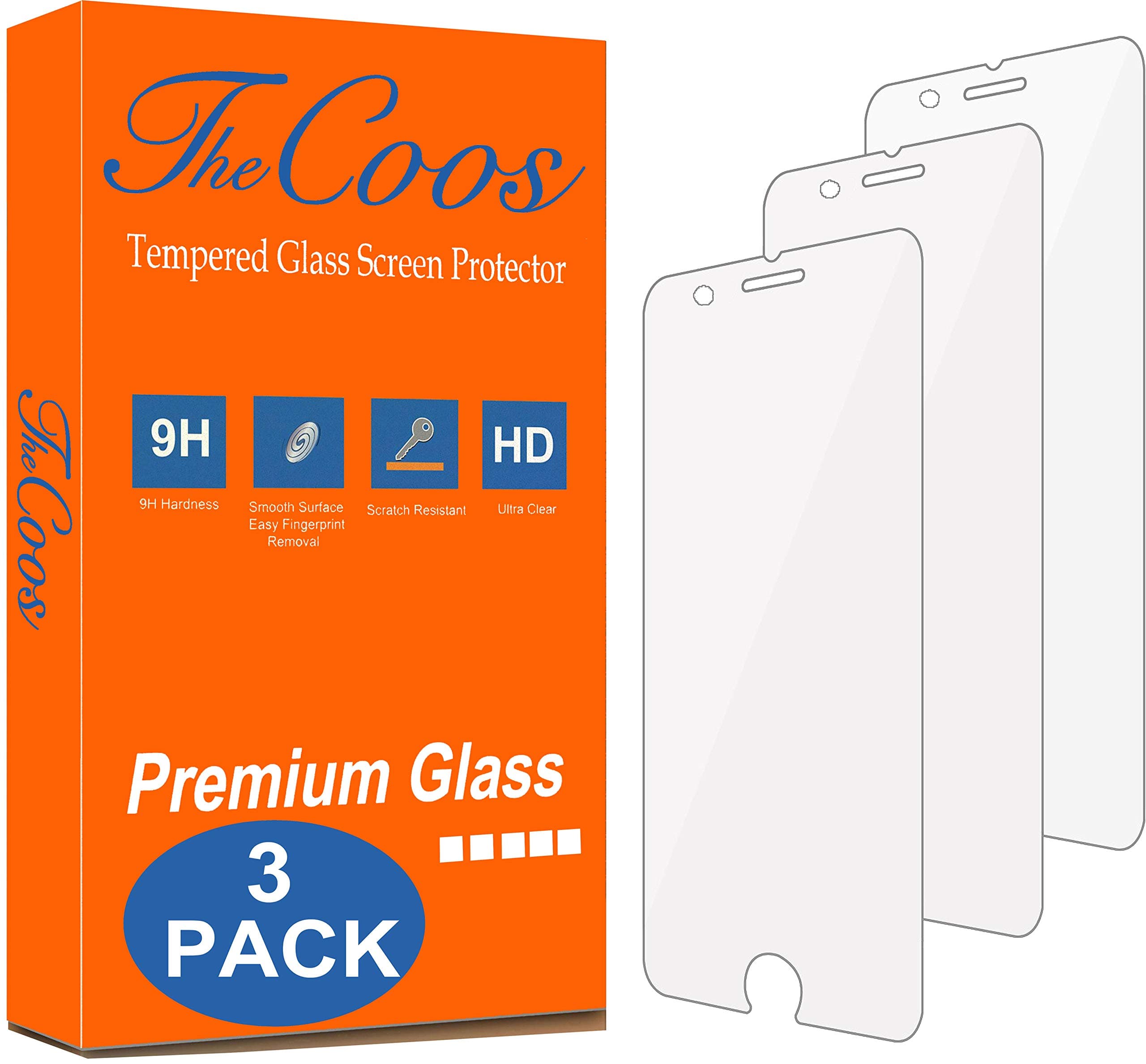[3-Pack Tempered Glass Screen Protector for Apple iPhone 8 Plus and iPhone 7 Plus