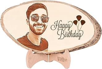Incredible Gifts India Personalized Natural Wood Photo Frame - Customized Engraved Birthday Gift (10-15 Inches), Oval, tabletop