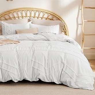 Bedsure Cotton Duvet Cover King Size - Tufted Geometry Duvet Cover Set, 3-Piece Soft and Breathable Boho Bedding Set for All Seasons (White, King, 104"x90")