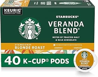 K-Cup Coffee Pods, Starbucks Blonde Roast Hot or Iced Coffee, Veranda Blend, 40 Keurig Pods