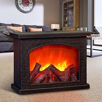 Fireplace Lanterns Decorative,Small Fake Fireplace,Flame Effect LED Fire Lamp,Battery Operated USB Charge Portable Fireplace,Indoor Outdoor Christmas Decoration (No Heater Function Black)
