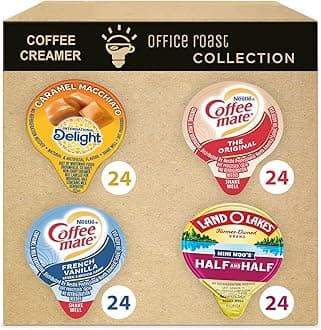 Office RoastLiquid Creamer Singles Coffee Cream, French Vanilla, Original, Half-Half & Caramel Macchiato Variety Pack - Unrefrigerated - Box of 96
