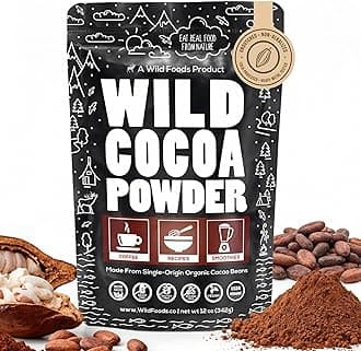 Wild Foods Organic Cocoa Powder | Single Origin Unsweetened Keto Chocolate Powder for Cooking & Baking | 100% Natural Cacao Beans | Sugar Free Non Dutch Raw Superfood | 12 oz