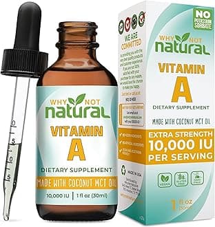 Vitamin A Drops 10000 IU - Liquid retinyl Palmitate with Coconut MCT Oil, Vegan VIT A Supplement for Skin - 1 oz sublingual Tincture