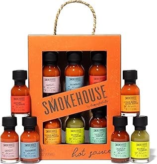 Smokehouse by Thoughtfully, Global Traveler Hot Sauce Collection, Flavours Include Habanero, Chipotle, Pepper, Tigerblood, Lava and Extreme, Set of 6