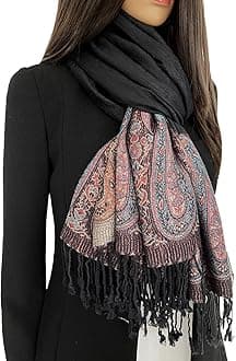 Women Pashmina Scarf Shawl Wrap - Large Long Paisley Floral Rainbow Ladies Scarves, Wearable Blanket Scarf, Womens Winter Scarfs, Indian Shawl Wedding Evening Stole, Head Scarf Neck
