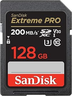128GB Extreme PRO SDXC card, SD Card, V30 Memory Card, 4K UHD, up to 200 MB/s, SanDisk QuickFlow Technology, RescuePro Deluxe Data Recovery Software, UHS-I, Class 10, U3, V30