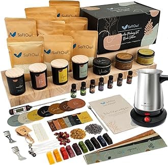 Premium Soy Candle Making Kit - Black Edition - Full Set with Electric Melter - Soy Wax, Big 7oz Jars & Tins, 7 Pleasant Scents, 10 Color Dyes & More - Perfect as Home Decorations