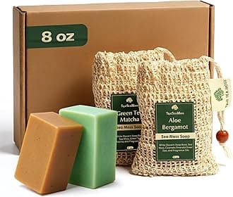 TrueSeaMoss Sea Moss Soap Bar – Detoxifying Green Tea Matcha & Aloe Bergamot – All-Natural Handmade Soap for Sensitive Skin, Face & Body – Wellness Valentine's Gift for Men & Women