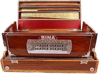 Bina WORLD'S BEST! PRO-GRADE INDIAN PORTABLE 9 SCALE CHANGER TEAK HARMONIUM + FLIGHT CASE