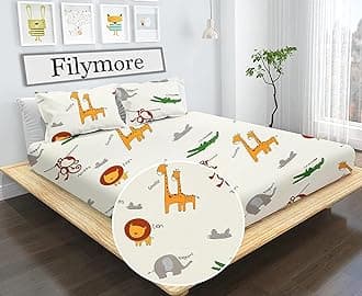 Filymore Cute Animals Double Bedsheet for Kids Room 240 TC Made with Microfib...