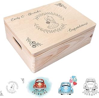Creative Deco Personalised Weddding Gift | Any Text Gifts for Bride and Groom | Unique Wish Custom Gift Box also for Anniversaries | Customised Wooden Storage Box | Keepsake/Decoration