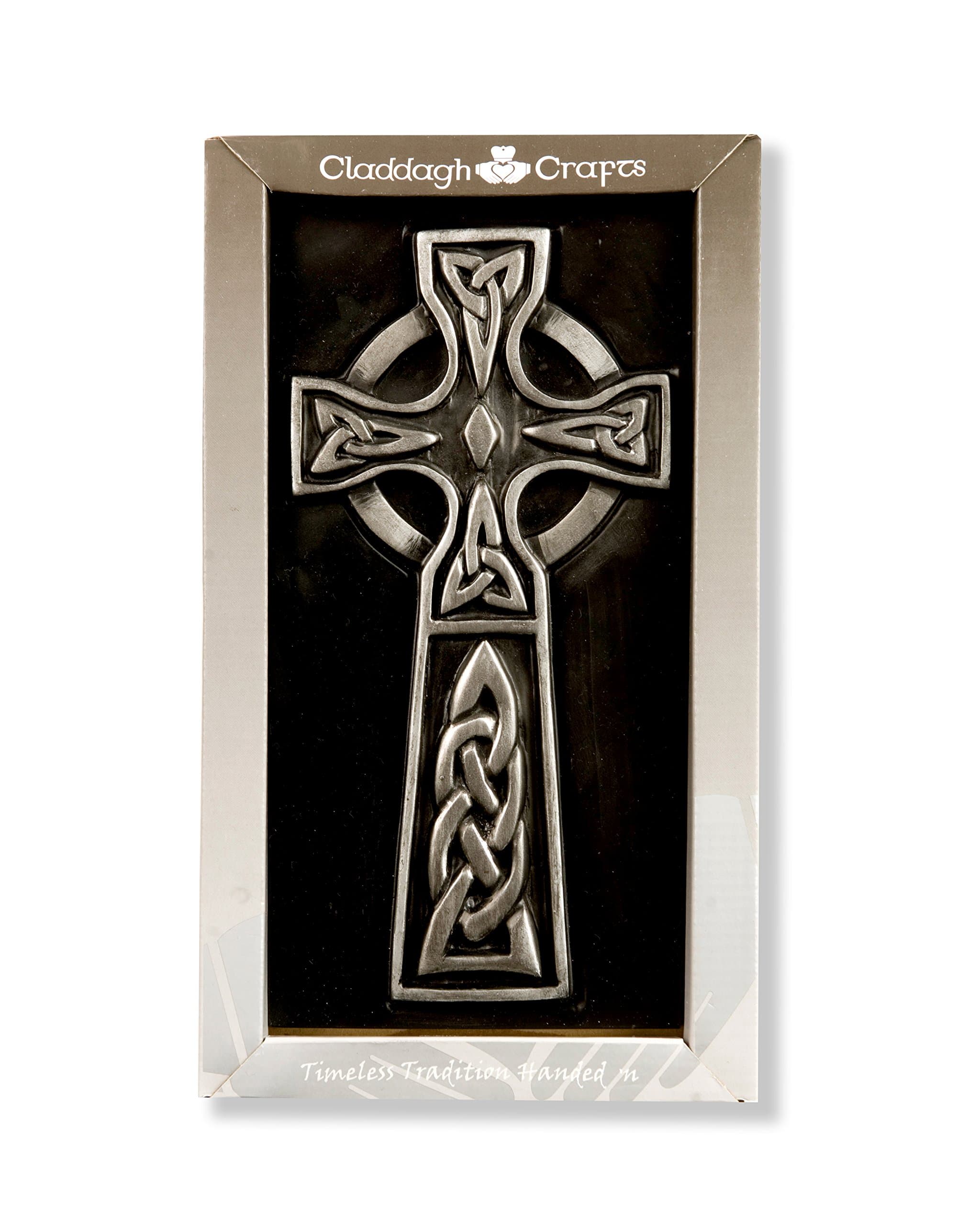 Silver Claddagh Celtic Cross Plaque