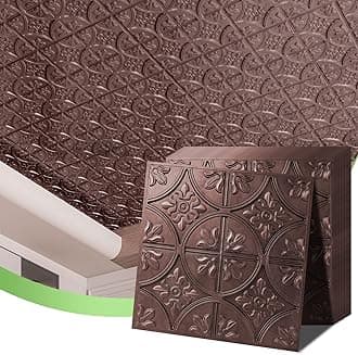 Art3d Pack of 12 Drop Ceiling Tiles 2x2, Glue-up Ceiling Panel, Suspended Ceilings Tiles Fancy Classic Style Antique Copper