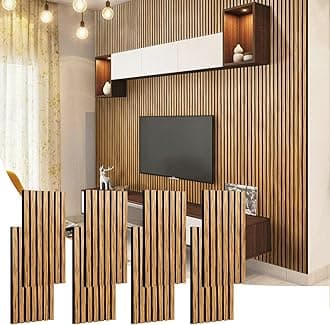 Wood Slat Wall Panel - 8 Pcs Soundproof Wood Panels for Wall and Ceiling 23.62"x11.22” Wood Wall Panels 3D Noise Sound Dampening Panels Wall Decoration - Zebrawood