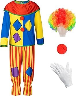 5Pcs Kids clown costume set Circus costume Boys and Girls Cosplay Costumes Quick Dress up for Clown