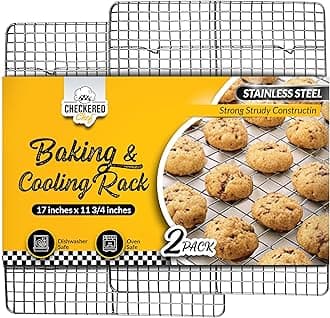 Checkered Chef Cooling Rack Baking Rack Twin Set. Stainless Steel Oven and Dishwasher Safe Wire Rack. Fits Half Sheet Cookie Pan