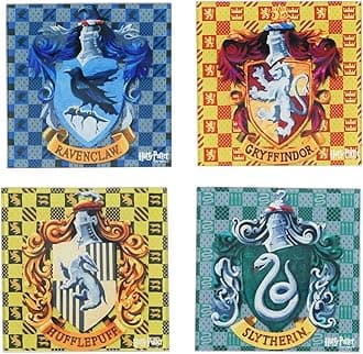 Harry Potter Hogwarts Houses 4-Piece Glass Coaster Set
