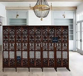 Wooden Partitions Made of Wood Room Divider for Living Room with Stands Hall Bedroom Wall Separator Panel 6 Feet (5 Panel with Stands)