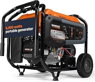 Generac 6,500-Watt Gas-Powered Portable Generator - COsense Technology - PowerRush Advanced Technology - Reliable Power for Emergencies, Recreation, Home - 49 State Compliant - Orange/Black