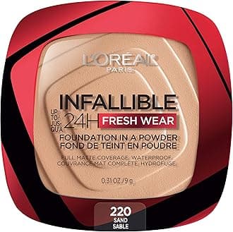 L’Oréal Paris L’Oreal Paris Makeup Infallible Fresh Wear Foundation in a Powder, Up to 24H Wear, Waterproof, Sand, 0.31 oz.