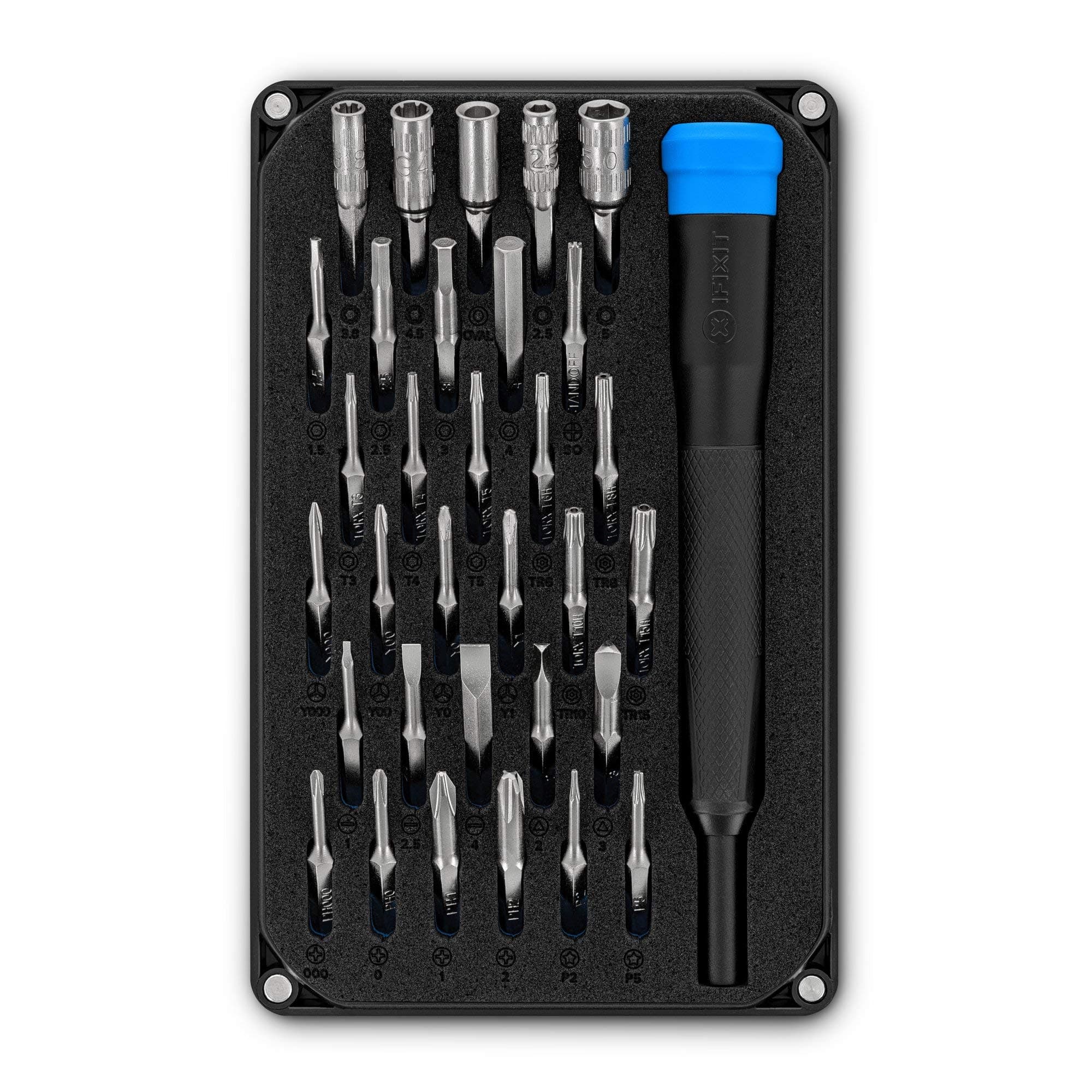 Moray Precision Bit Set, bit-kit with 32 mini-bits (4 mm) and Precision Screwdriver for Repairing Electronics, Compatible with iPhone, iPad