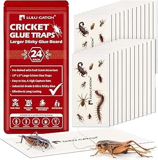 LULUCATCH Cricket & Insect Glue Traps 24 Pack, Adhesive Bug Catcher, Pre-Baited Spider Scorpion Trap, Non-Toxic Glue Boards Indoor for Home Catching Bugs, Mice & Rodents, Pet Safe Pest Control